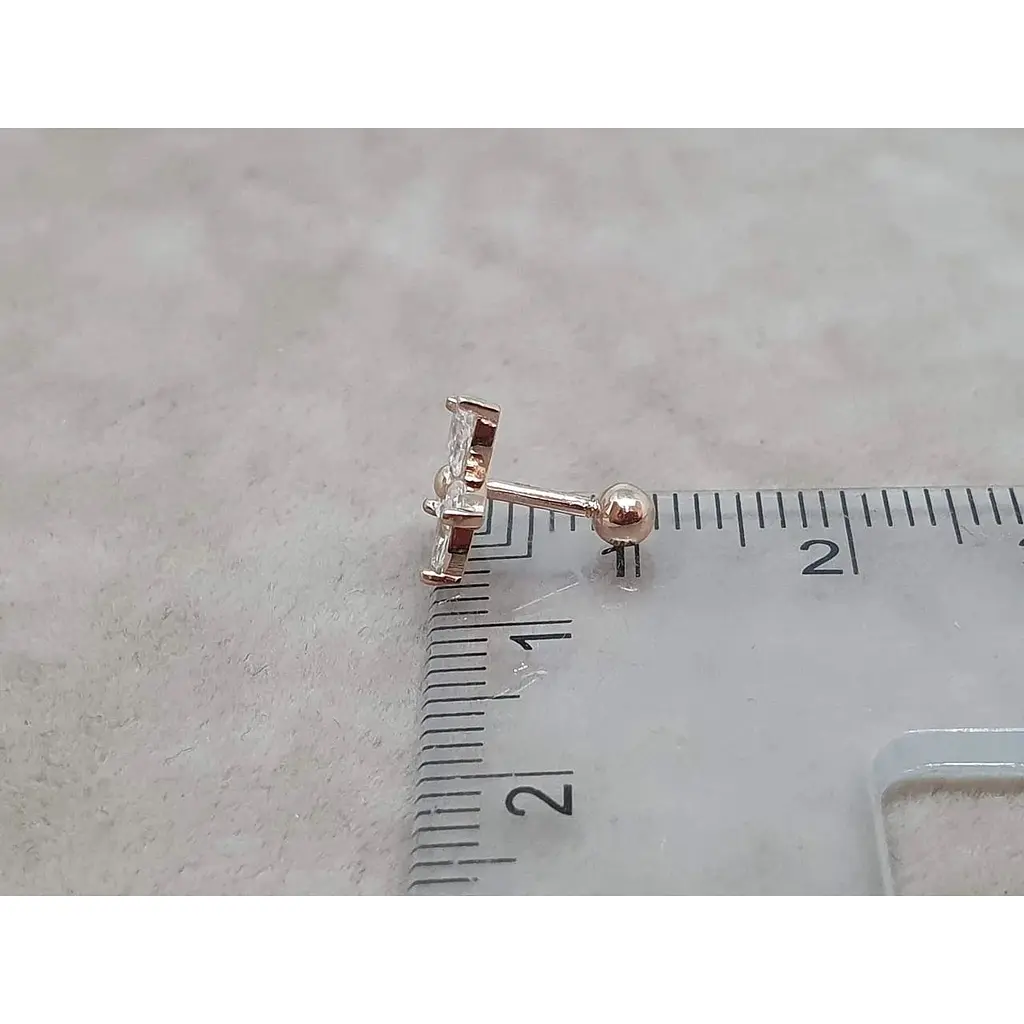 Золота сережка для пірсингу хелікса Ірій Квітка з фіанітами. З40103ШТ - фото 4