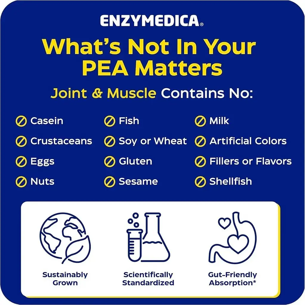 Здоров'я суглобів та м'язів Enzymedica Joint & Muscle PEA Phytosome 45 веганських капсул - фото 3