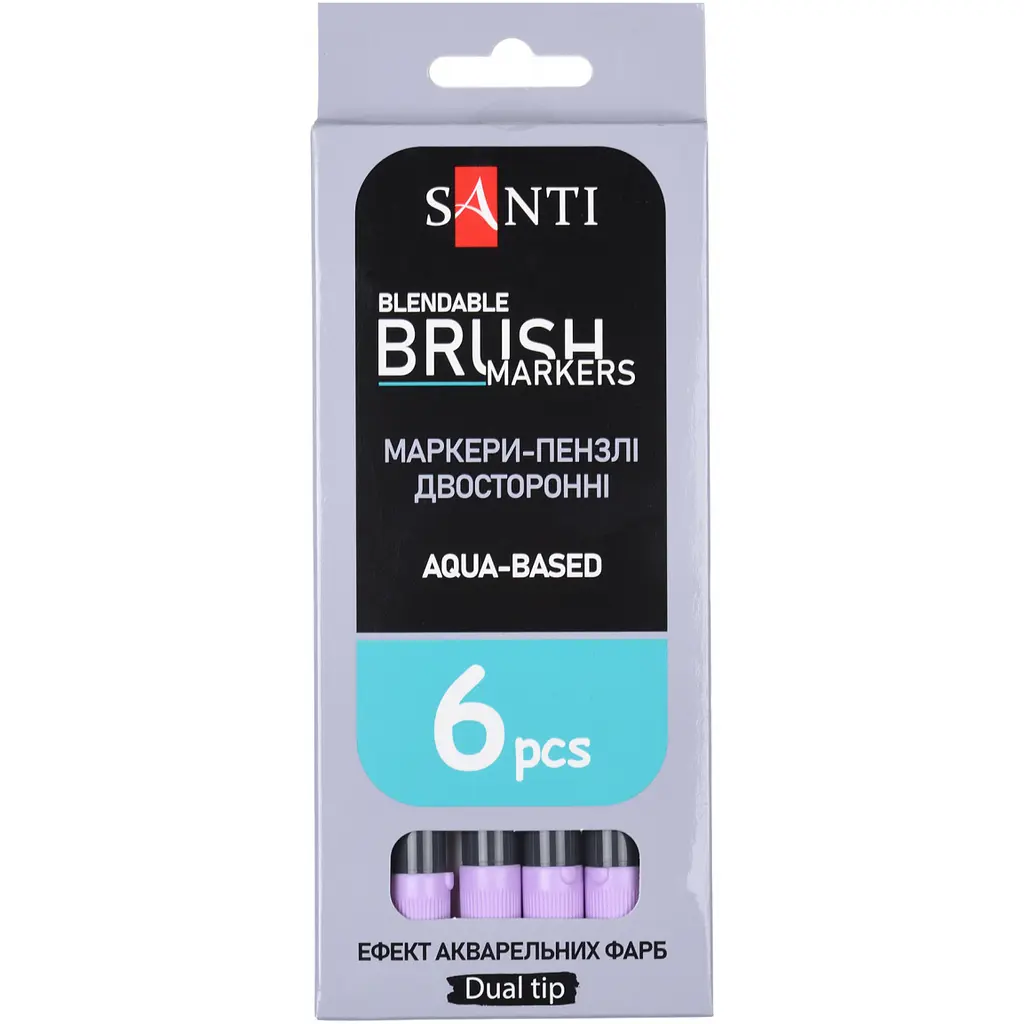 Маркер акварельний Santi Brush Marker SWB-10 рожевий двосторонній 6 шт. (391066) - фото 4