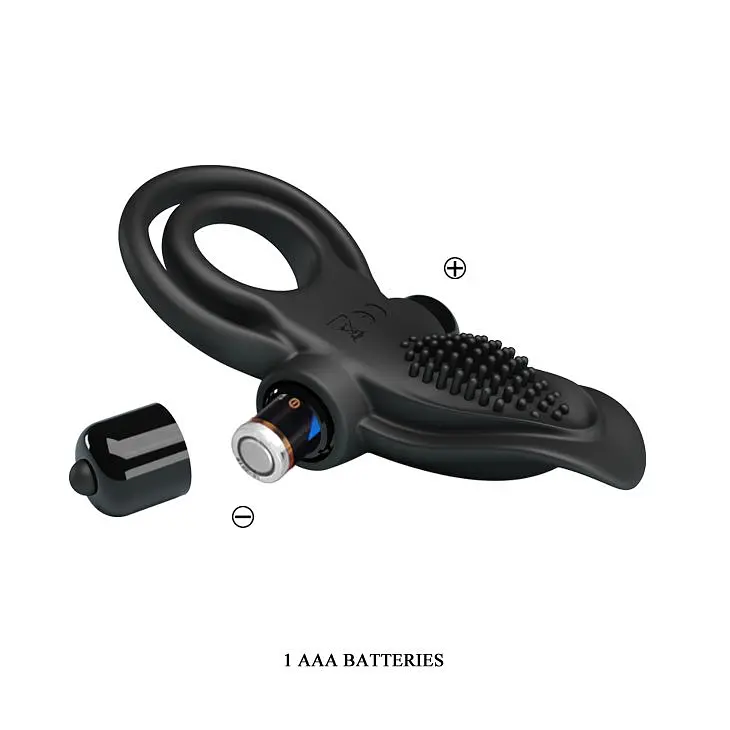 Ерекційне кільце Pretty Love Vibro Penis Ring Black, 11.3х5.6 см (чорний) - фото 3