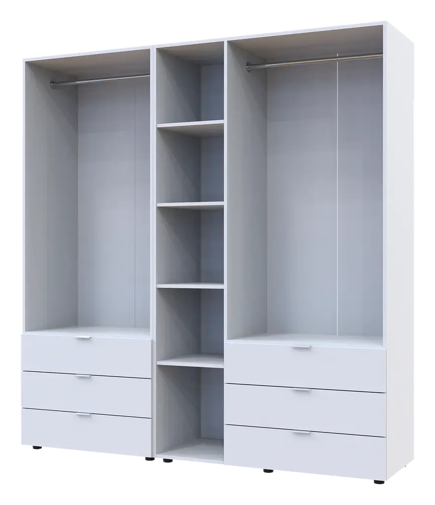 Шафа для одягу Doros Гелар розпашна комплект 2+3 ДСП 193,7х49,5х203,4 Білий (42002116) - фото 3