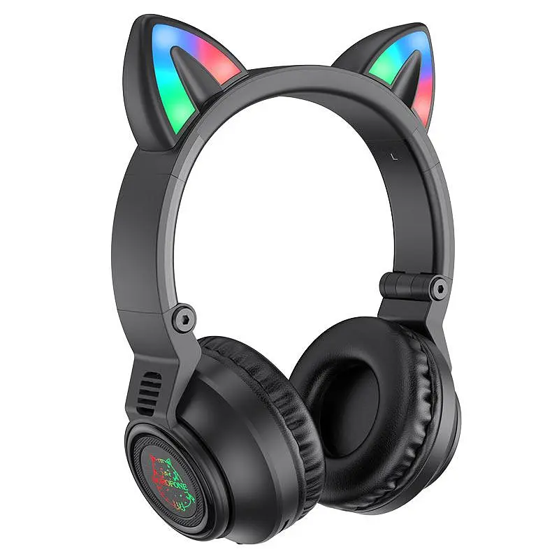 Беспроводные накладные наушники Borofone BO18 Cat ear черные - фото 3
