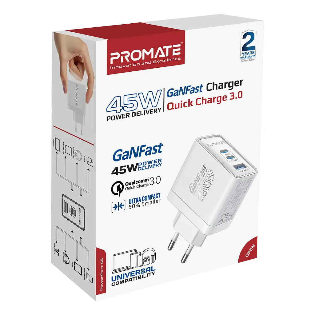 Зарядний пристрій Promate PowerPort 45W Білий - фото 6
