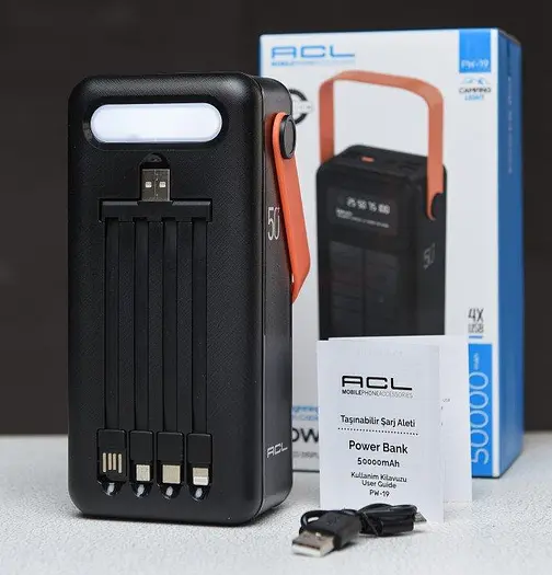 Универсальная зарядная батарея ACL PW-19 50000mAh + солнечная панель + фонарик (Черный) - фото 10