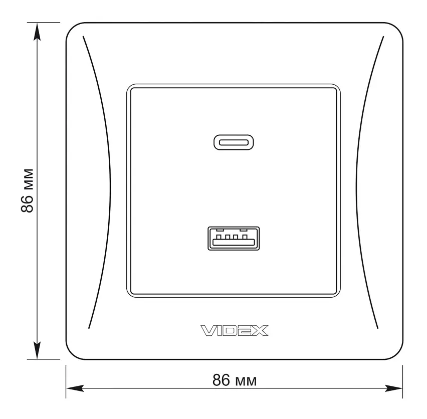 Розетка Videx Binera USB-A + USB-C PD20W чорний графіт (VF-BNCHRUC20-BG) - фото 5