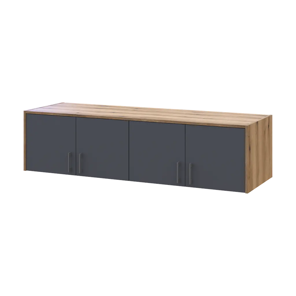 Шафа для одягу Doros Ронді з антресолей і дзеркалом Дуб Артизан/Графіт 4ДСП 160х52х236 (80737830) - фото 7