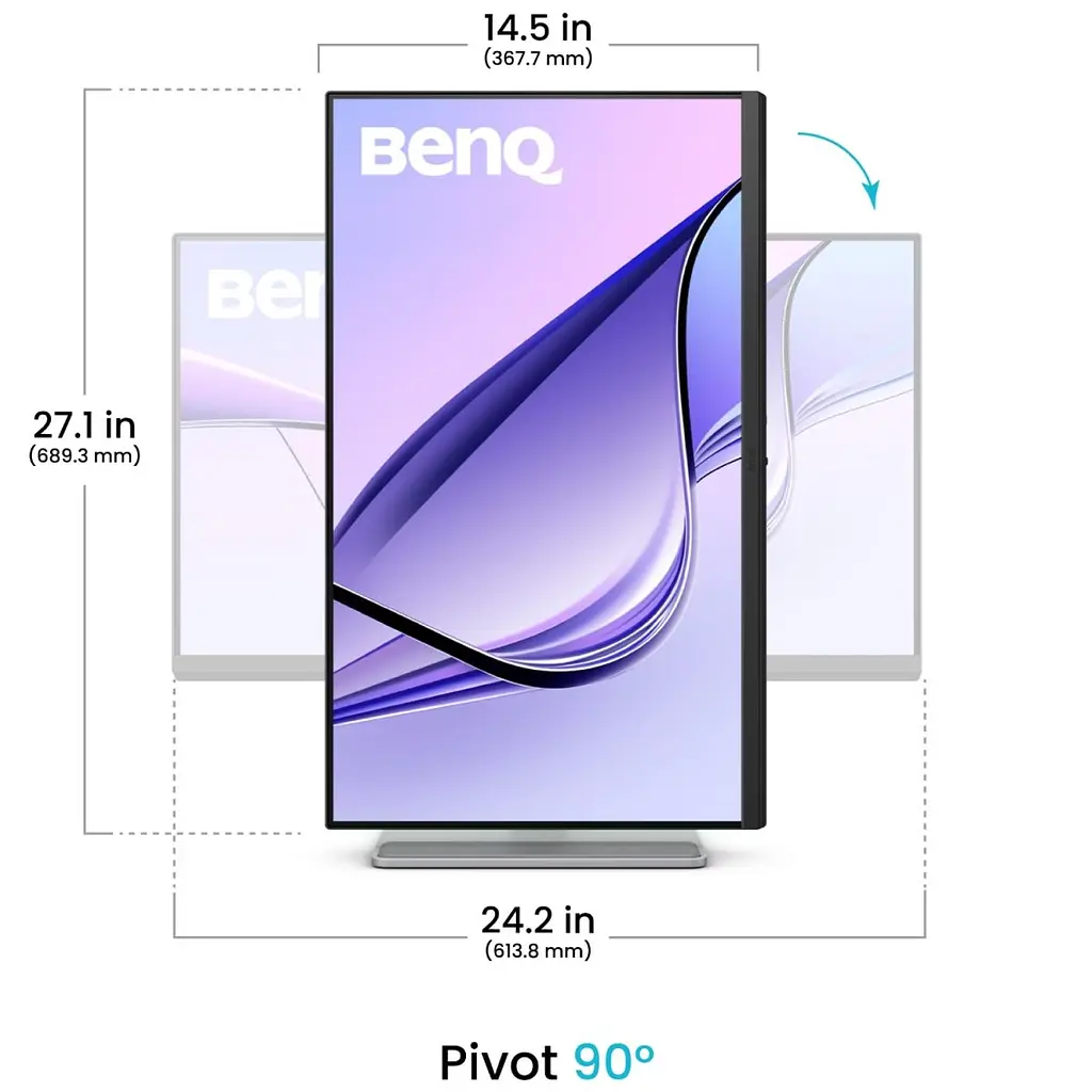 Монитор TFT 27" BenQ MA270U, ​​IPS, 4K UHD, 2хHDMI, 2xUSB-C, HAS, Pivot, серебристо-серый (9H.LMWLB.QBE) - фото 4