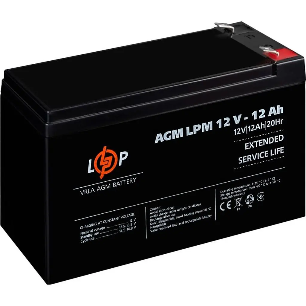 Акумулятор LogicPower AGM 12V/12Ah/144Wh [6550] [109868] - фото 3