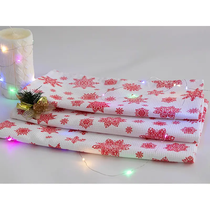 Набор вафельных полотенец Руно Красные снежинки 35х70 см 3 шт. (707_Червонісніжинки) - фото 5