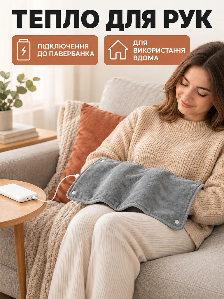 Электрогрелка USB для рук, ног и тела 28,5 × 44,5 см серая (27416835) - фото 8