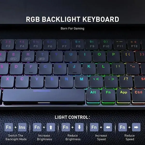 Клавіатура Onikuma бездротова G-19 з RGB підсвіткою та Bluetooth для ПК та ноутбуку Чорний - фото 6