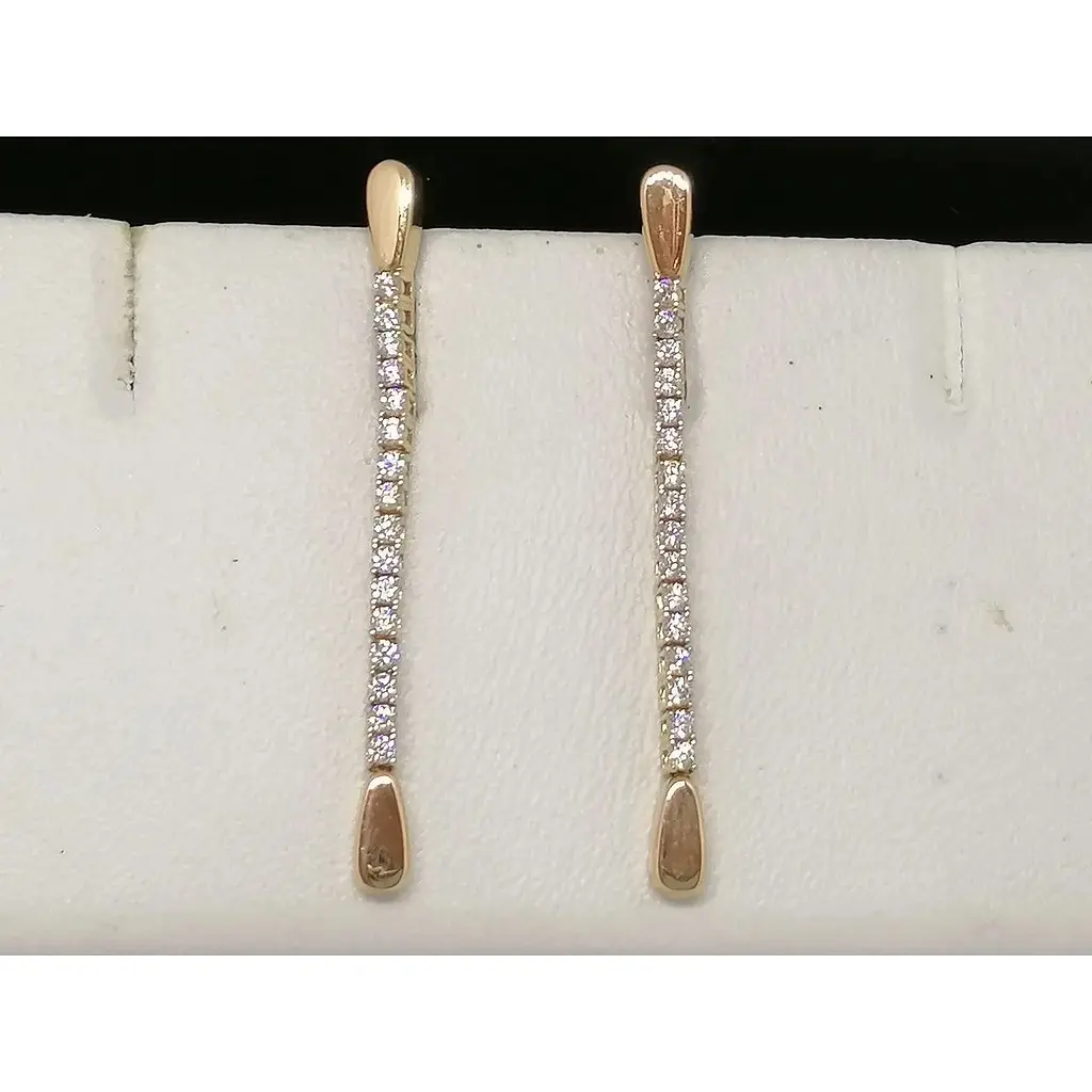 Золотые серьги-пуссеты Favoritum с фианитами. 211341 - фото 2