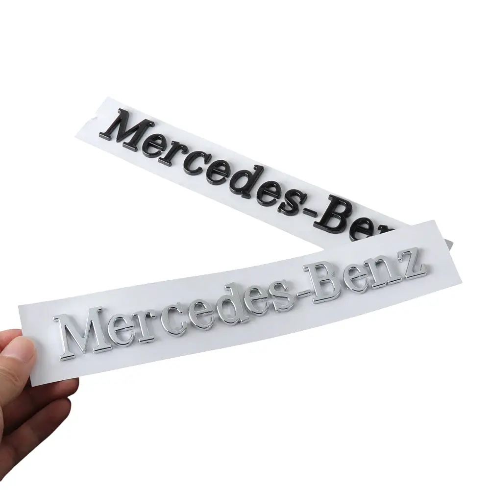 Емблема-напись Mercedes-Benz чорна глянцева 250х40 мм пластик (на скотчі) - фото 3