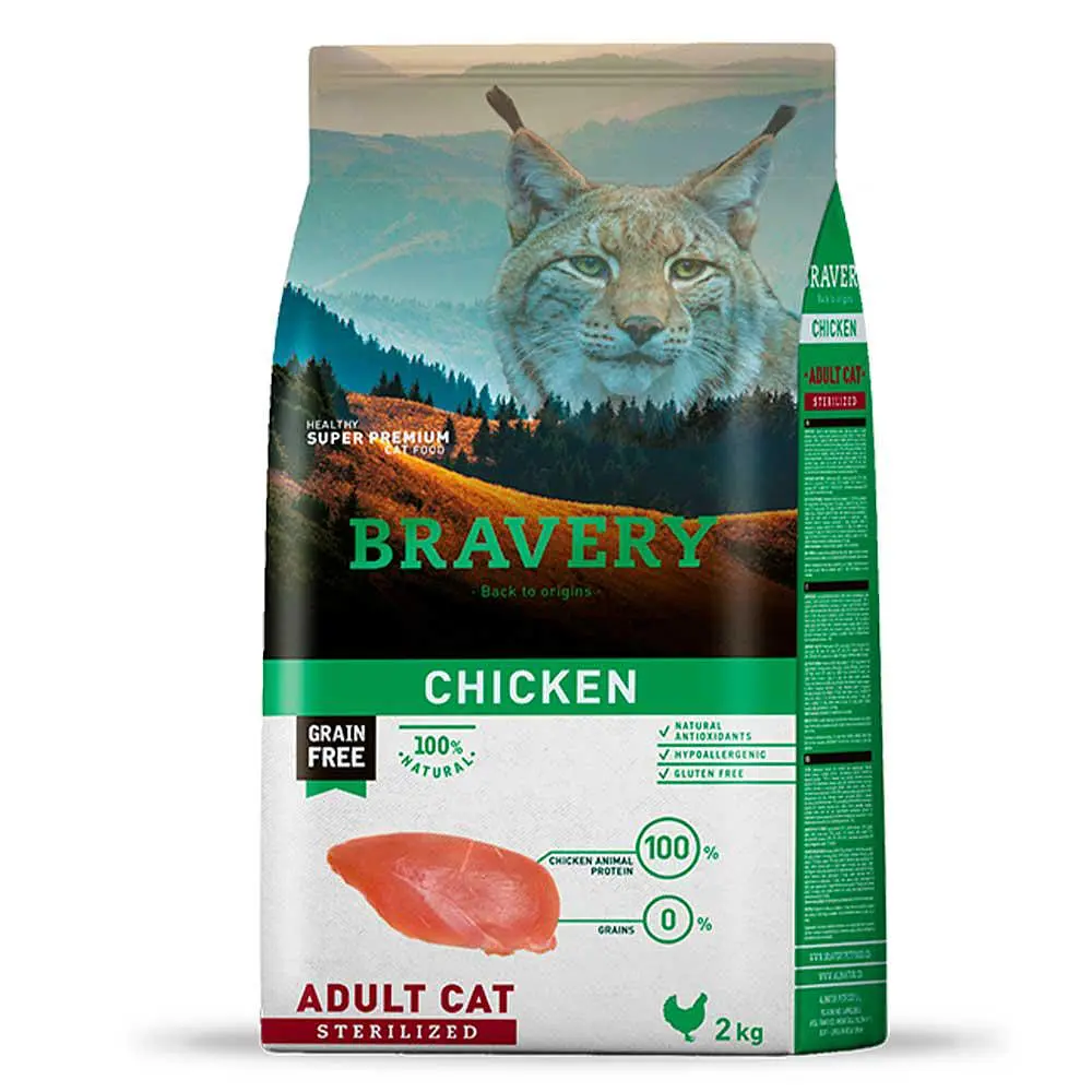 Сухий корм для стерилізованих котів Bravery Chicken Adult Cat Sterilized з куркою 2 кг