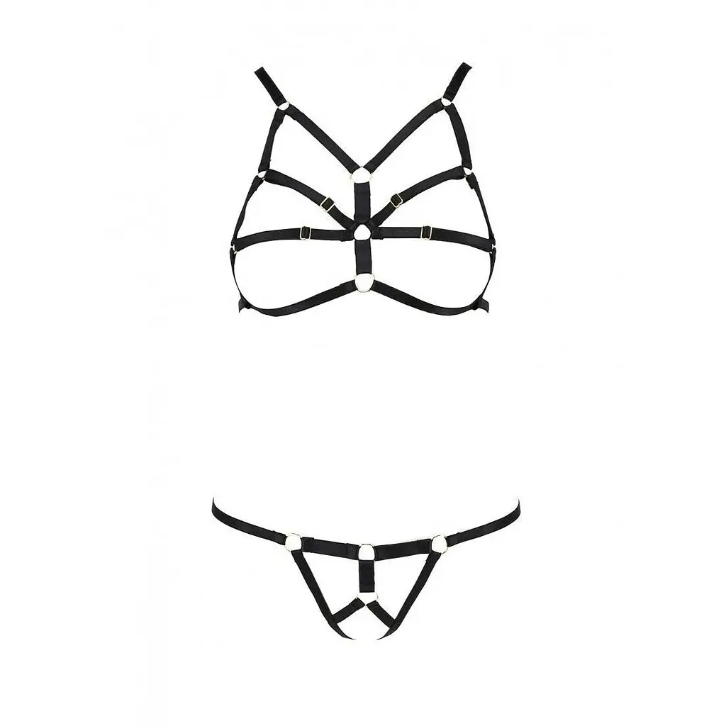 Комплект білизни зі стреп Passion Exclusive ARMANDA SET L/XL, black - фото 5