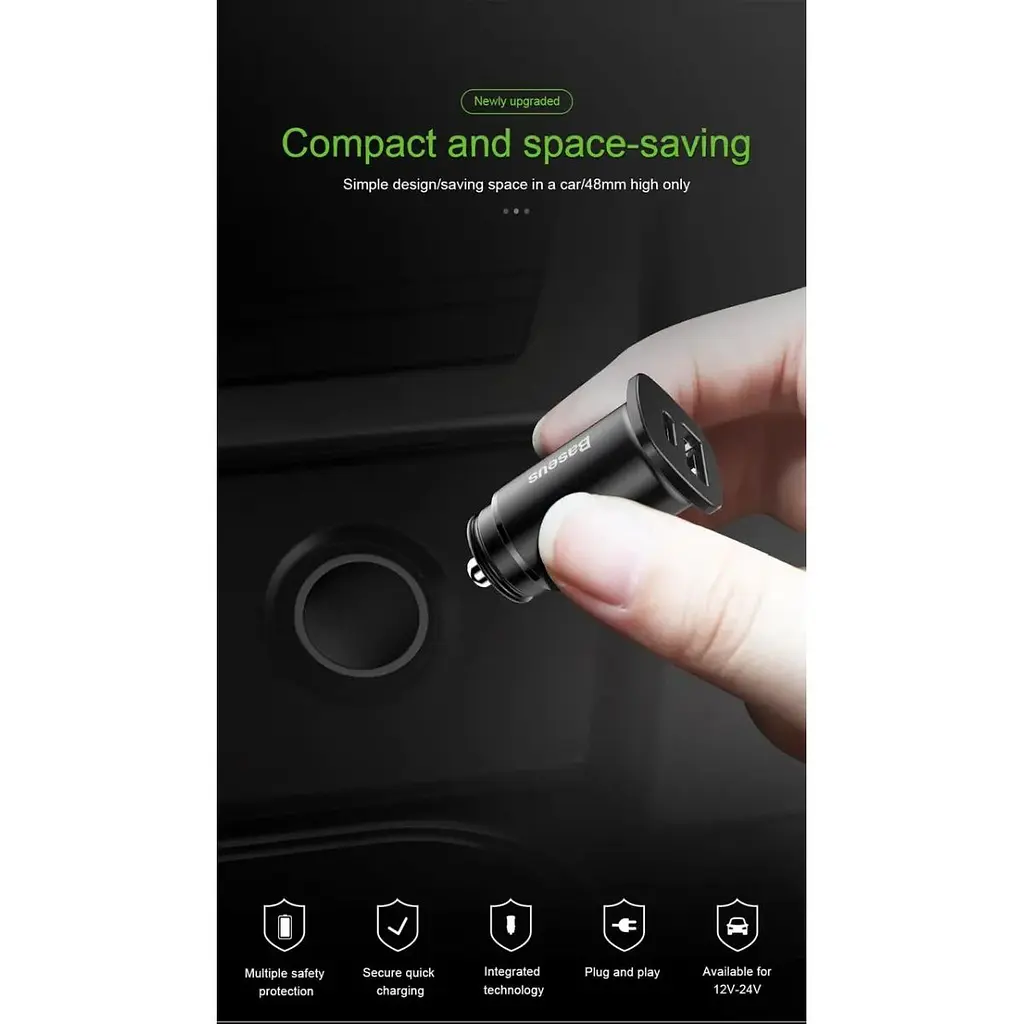 Автомобільний зарядний пристрій Baseus B5-C15Q Dual QC3.0 Car Charger 30W 2хUSB (219764356) - фото 5