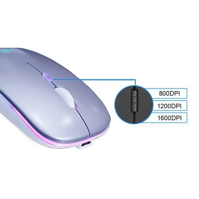 Миша бездротова акумуляторна iMACE Е-1300 USB 2.4 ГГц з підсвіткою Сіра - фото 6