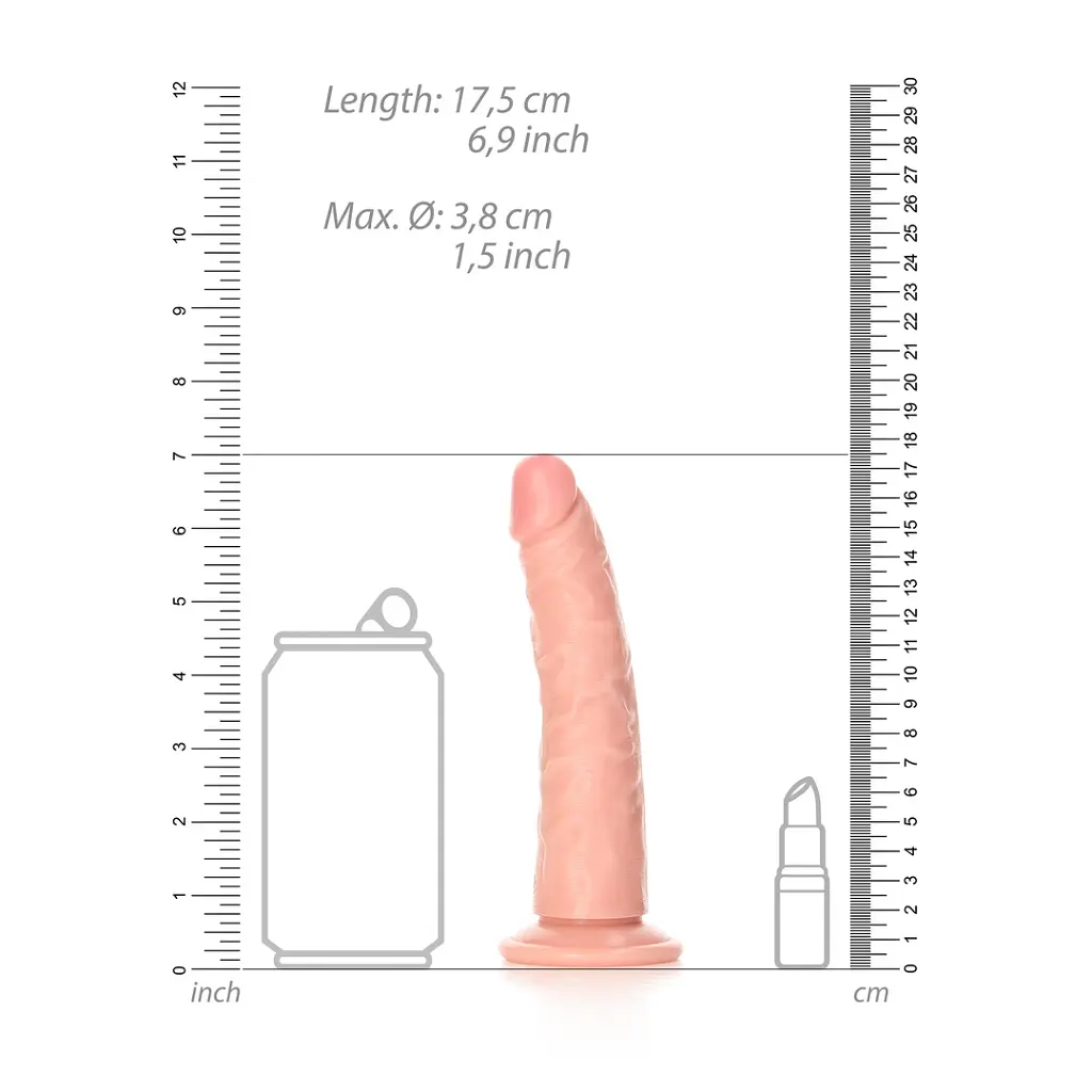 Фалоімітатор RealRock Slim Realistic 6", 17.5 см (тілесний) - фото 3