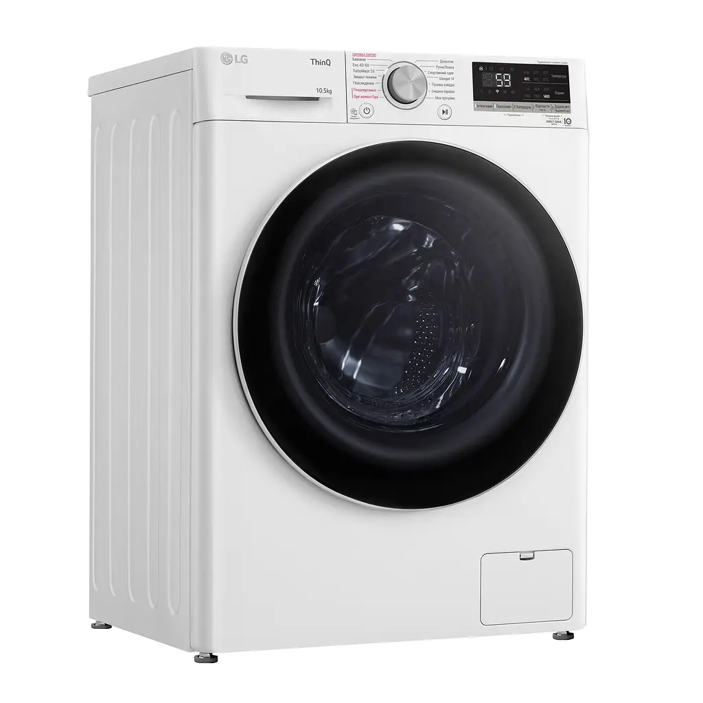 Пральна машина LG фронтальна 105 кг 1400 A+++ 57 см дисплей пара інвертор білий - фото 2