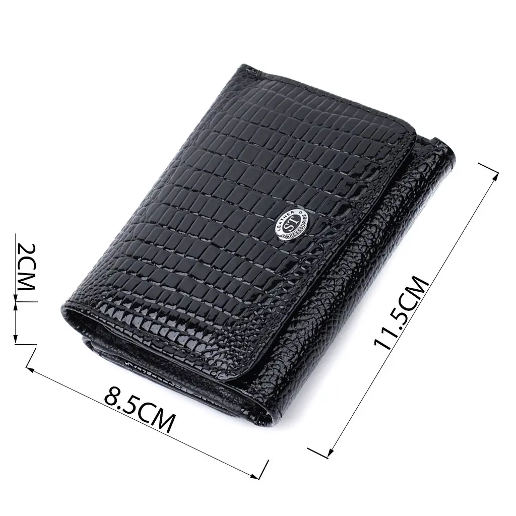 Жіночий стильний гаманець із фактурної натуральної шкіри ST Leather 22732 чорний - фото 3