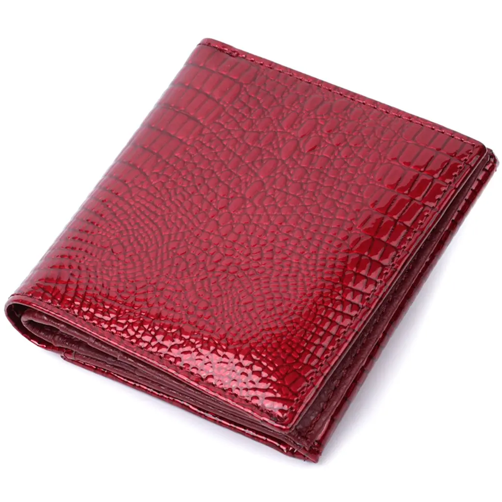 Компактний гаманець для жінок з натуральної шкіри лакованої ST Leather 22687 червоний - фото 5