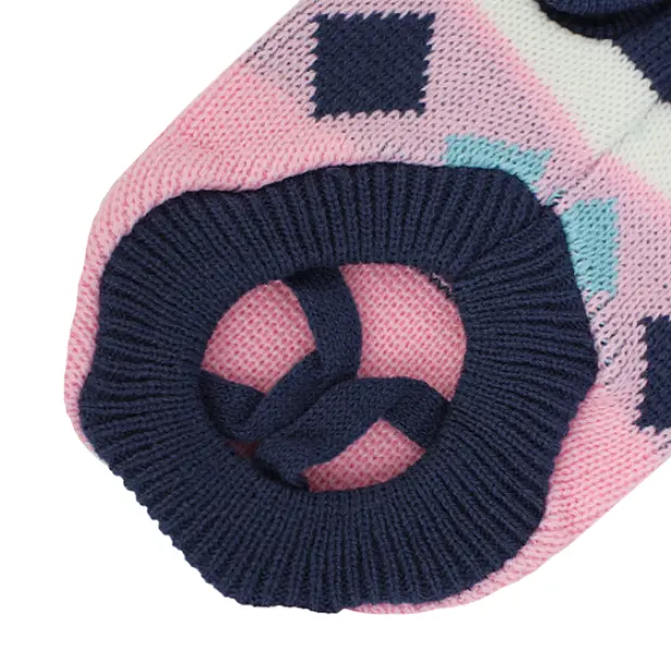 Светр для собак та котів EcoToys Stripe S рожевий біло-синя смужка A: 20 см B: 28 см C: 18 см S-7031 - фото 4