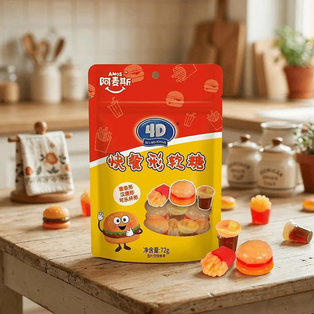 Желейні цукерки Amos 4D Fast Food Assorted Flavor 72г - фото 3