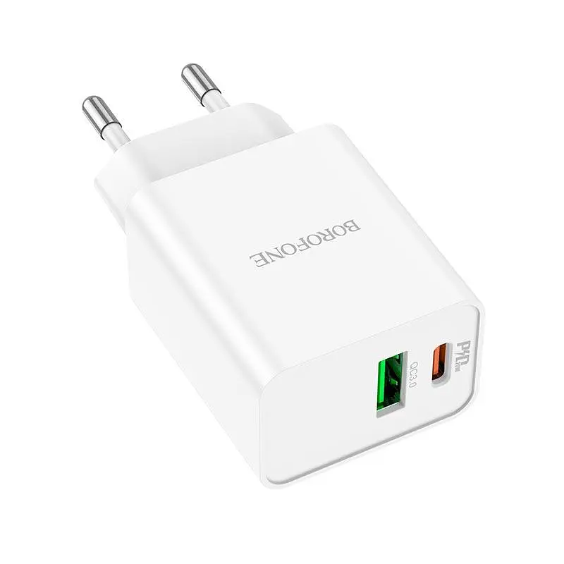 Блок живлення Адаптер мережевий Borofone Resource charger BA69A 2 виходи 20W білий - фото 3
