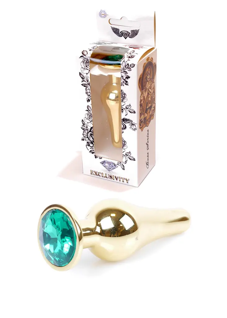 Анальна пробка Jawellery Gold BUTT PLUG Green Boss Series 64-00069 101642