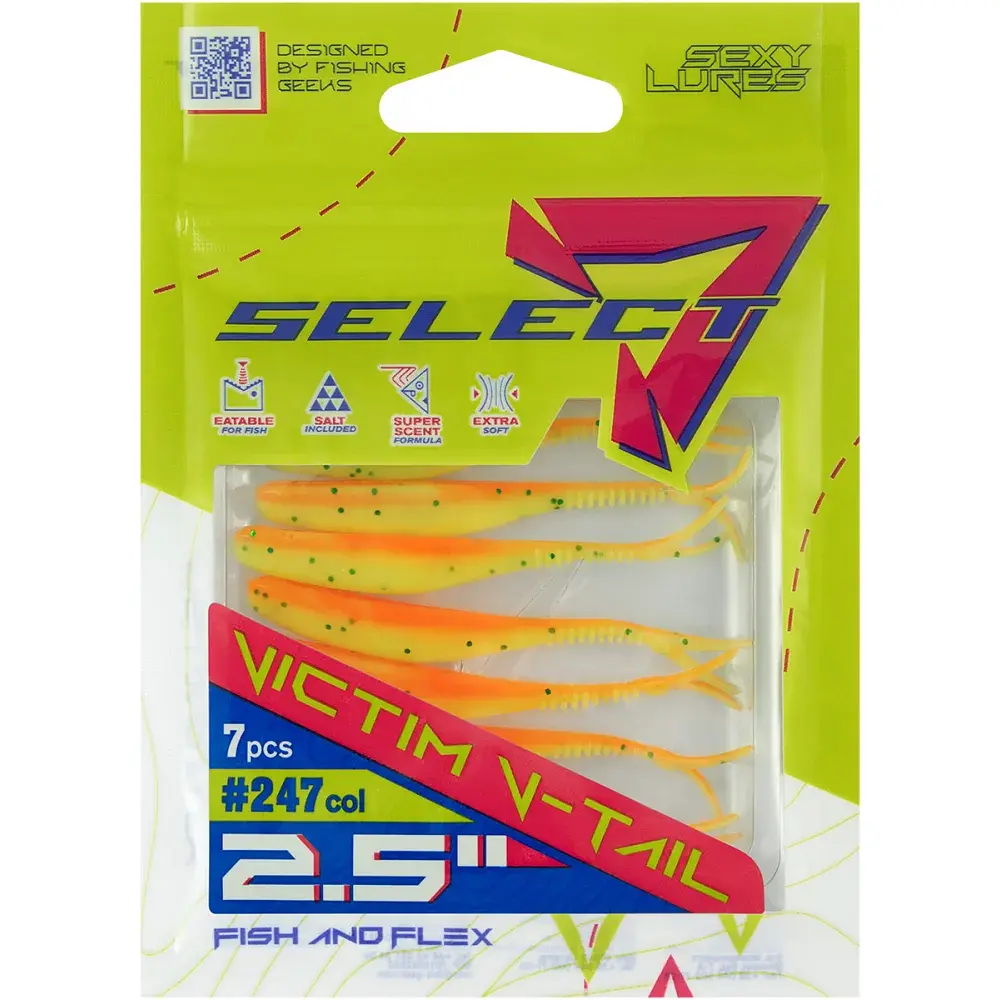 Силікон Select Victim V-Tail 2.5" 247 FE (7 шт/уп) - фото 2