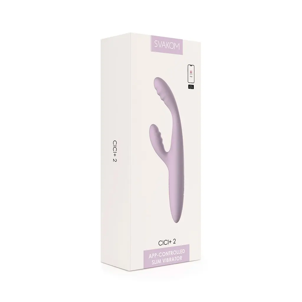 Тонкий кролик-вібратор Svakom Cici+ 2 Lilac, керування зі смартфона, підігрів до 38 °C - фото 11