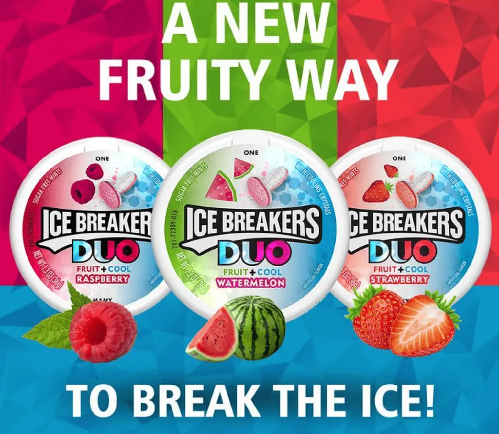 Льодяники Ice Breakers Duo Fruit Plus Cool Watermelon Sugar Free Mints 36г - фото 5