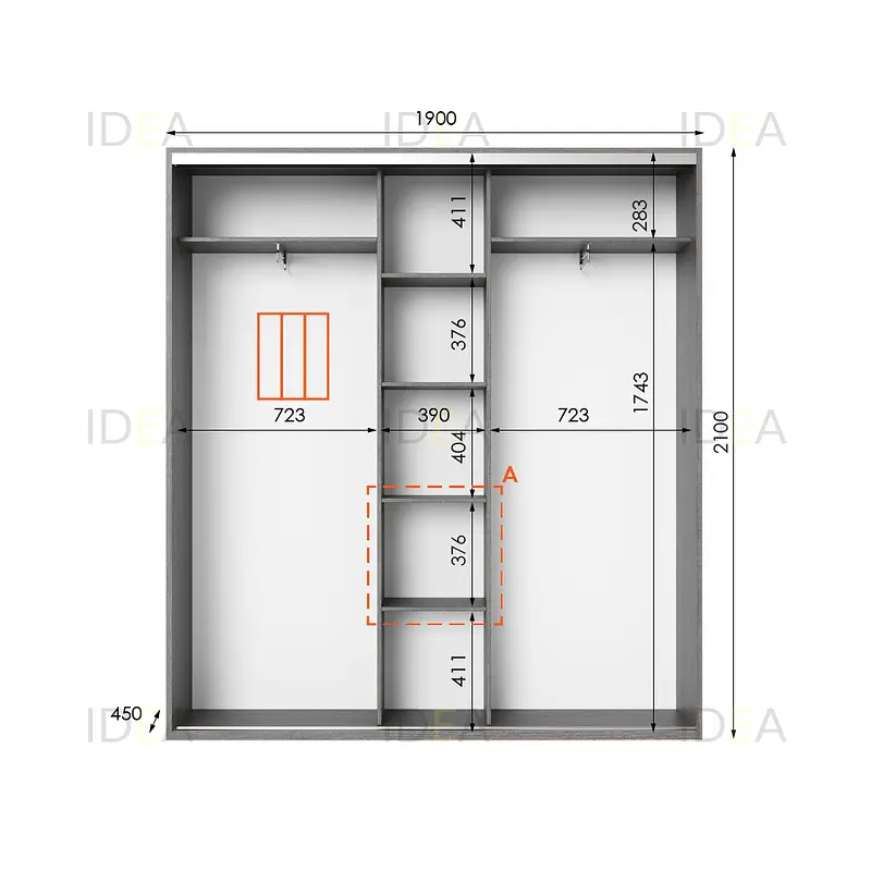 Шафа-купе Idea серія 6 190 x 45 x 210 см Венге темний - фото 2