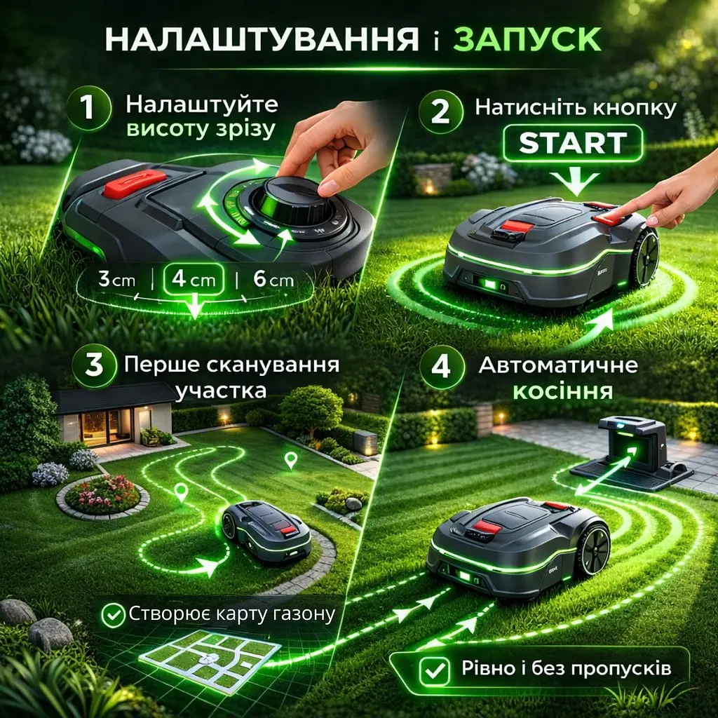 Робот-газонокосилка з GPS і автоматичною картографією, управління через додаток - фото 13
