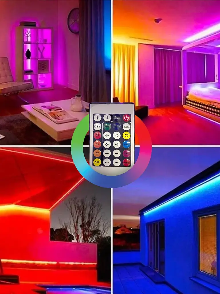 Гірлянда світлодіодна RGB 5050 водонепроникна IP67 з USB Bluetooth реагує на звук з пультом 10 м, різнокольорова (1490534112) - фото 8