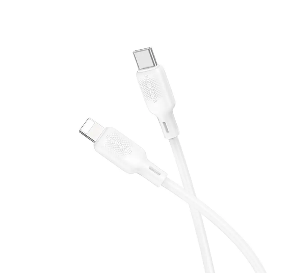 Кабель синхронізації Borofone BX113 Silicone PD27W/3A Type-C to Lightning 1 м White (35599_3346764)