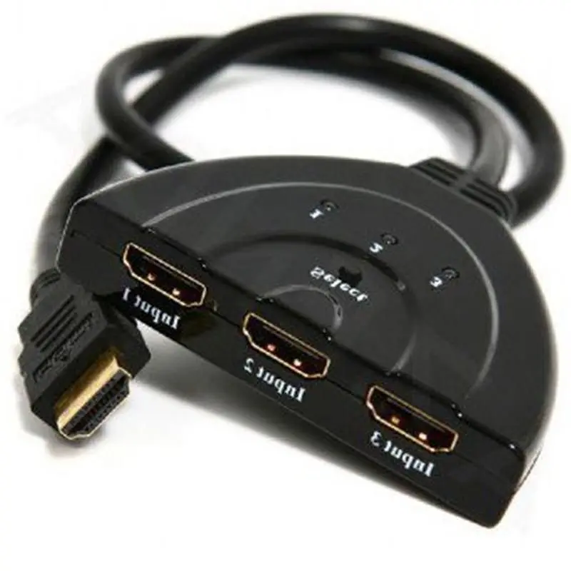 Перемикач HDMI-інтерфейсу Cablexpert HDMI - 3хHDMI V 1.4 (M/F), 0.5 м, чорний блістер (DSW-HDMI-35) - фото 2