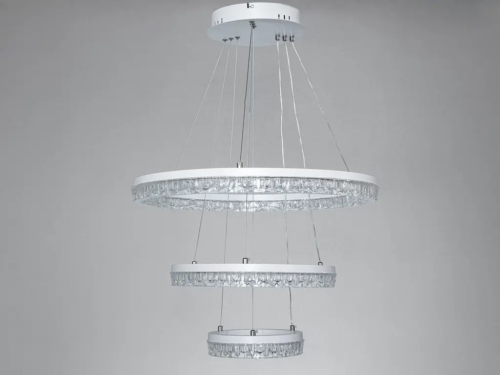 Підвісна LED-люстра Diasha MD78200/600+400+200WH, біла, 3 світлові кільця, Ø60 см, 105 W - фото 4