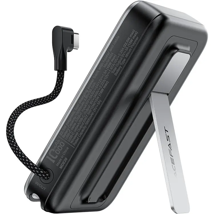 УМБ Acefast Magnetic Wireless 10000mAh 22.5W PD,QC 3.0 USB-C In/Out, QI 15W M24 Metal Gray - фото 2