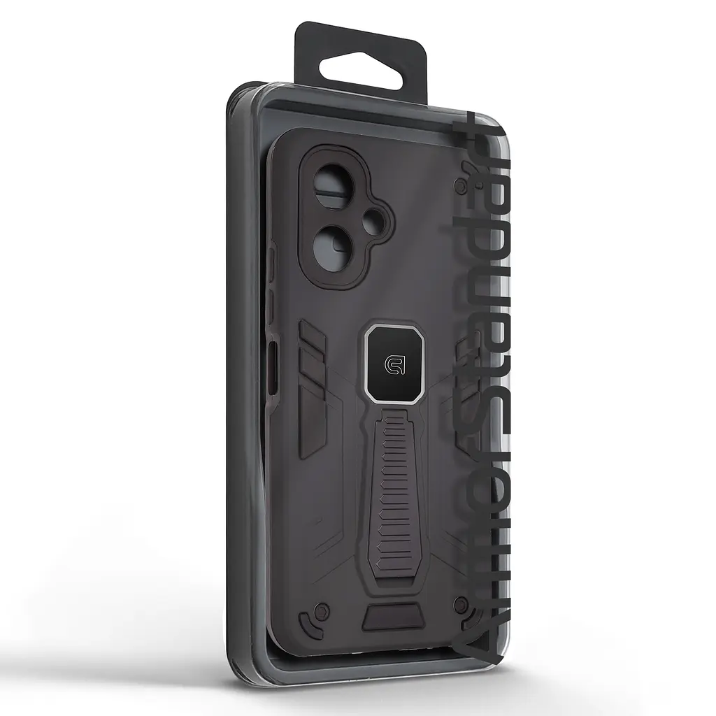 Чехол для TECNO Spark Go 2 4G (KM4), Proover, черный, с подставкой и магнитом, противоударный, ударопрочный, бронированный, панель-накладка, защита всего корпуса, термополиуретан (TPU) + поликарбонат (PC), ArmorStandart (ARM87170) - фото 3