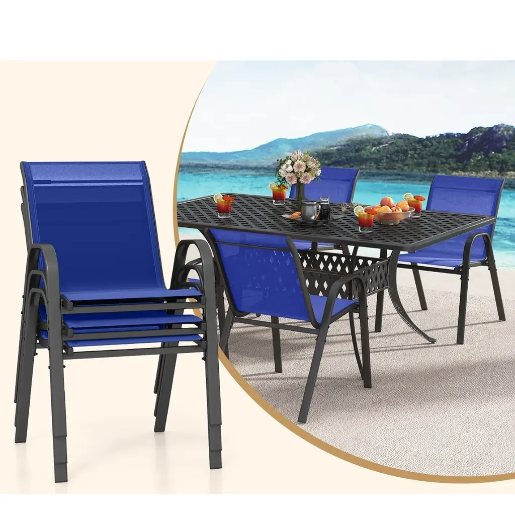 Комплект садових стільців Costway Patio з підлокітниками синій - фото 6