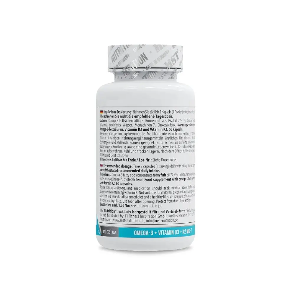 Жирні кислоти MST Nutrition Omega 3 Triglyceride D3 + K2, 60 капсул - фото 3