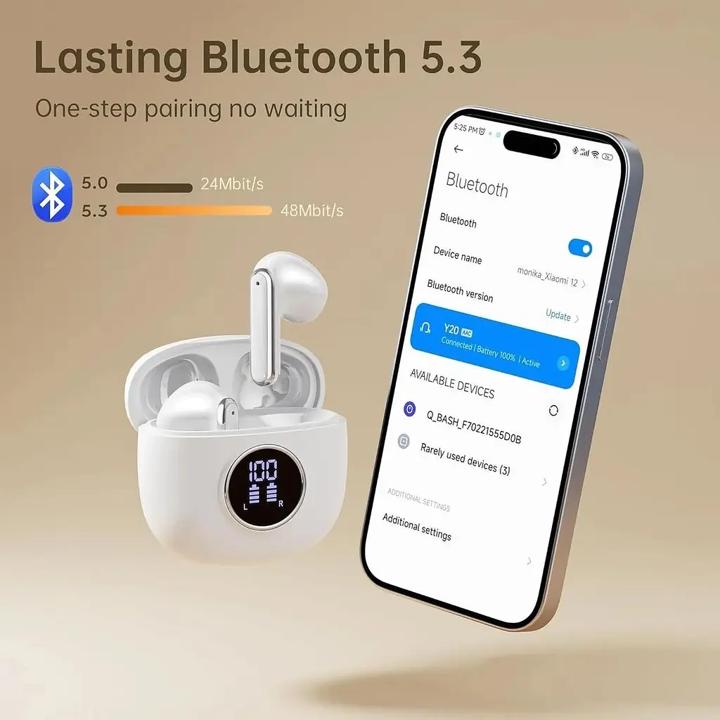 Бездротові навушники Xawy Bluetooth 5.3 з шумопоглинаючими мікрофонами ENC - фото 4
