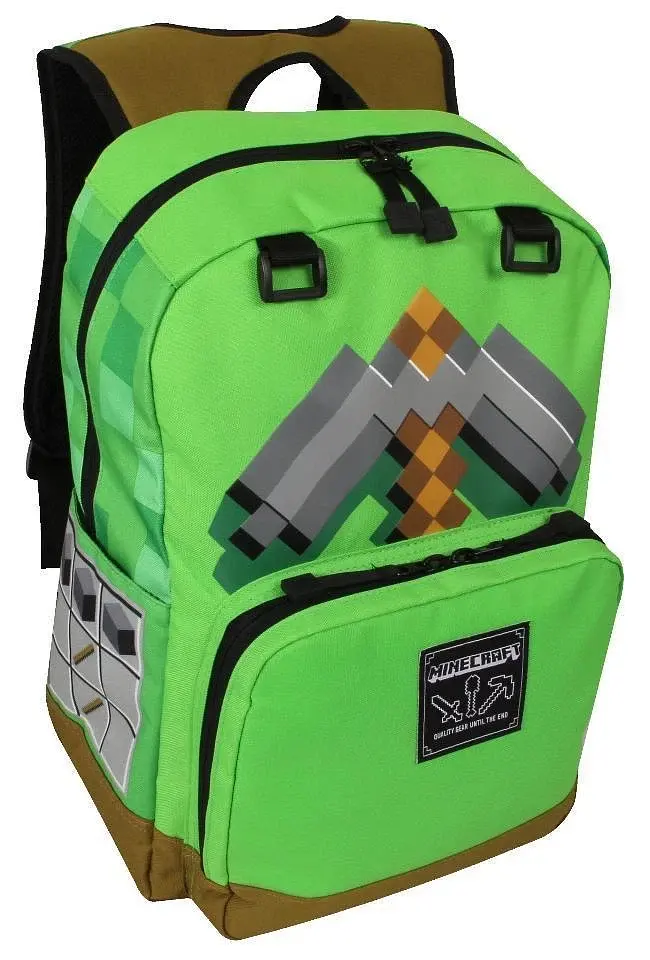 Рюкзак Minecraft "Крипер/Кирка" — Шкільний/Міський для фанатів гри (Зелений) - фото 2