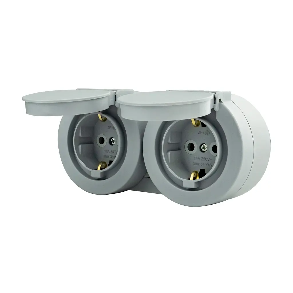 Розетка подвійна Ovivo Electric xOne з заземленням та кришкою сірий - фото 6