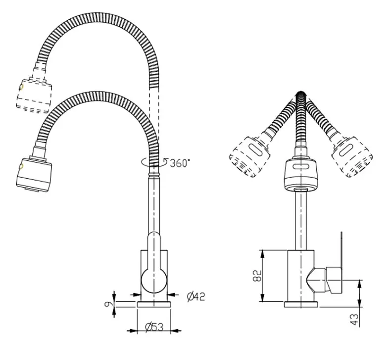 Змішувач для кухні Brinex Pure 015F41 з гнучким виливом Nickel BRIPUR015F41NKL - фото 5