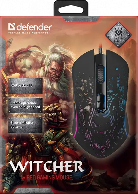 Мышь Defender Witcher GM-990 RGB Black [52990] [69169] - фото 4