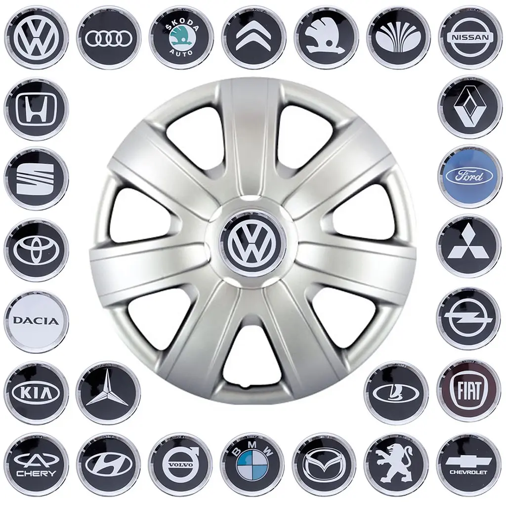 Ковпак колеса з емблемою Volkswagen SKS224 R14 сірий з логотипом на вибір 4 шт - фото 2