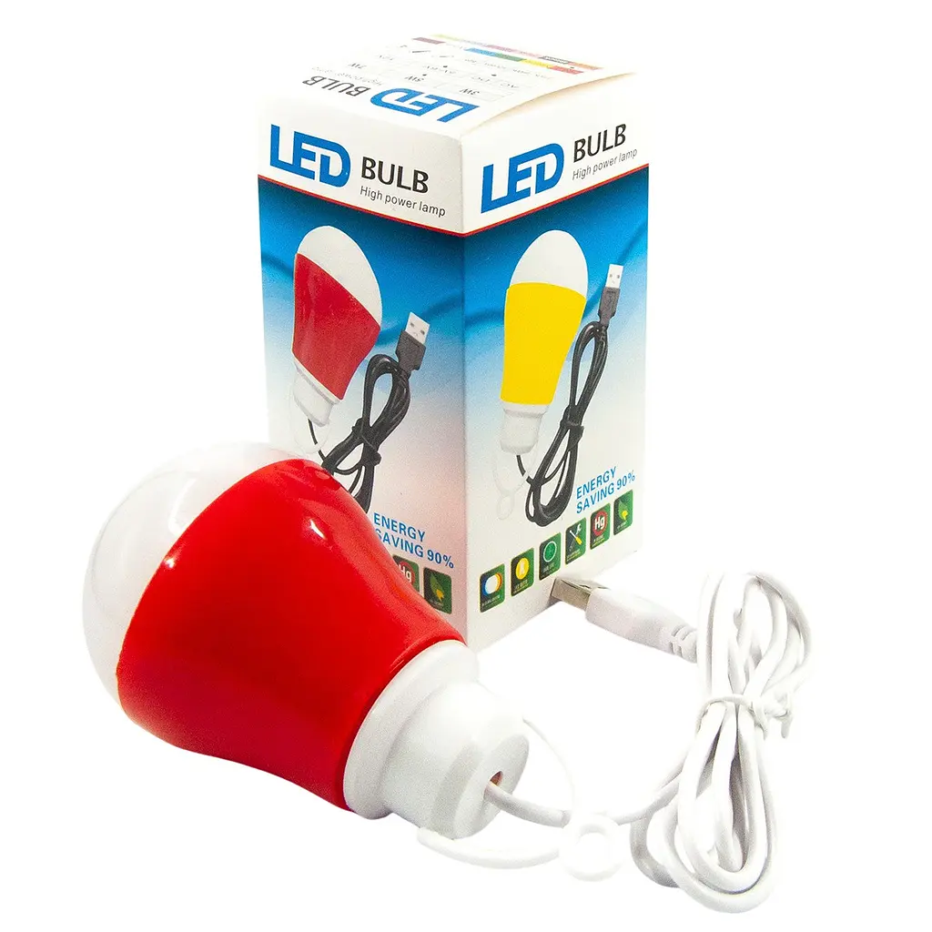 USB-світильник з LED-лампочкою Dengos, шнур ~1м, 5V, 5W, Червоний (LED-BULB-5V5W-ЧЕРВОНИЙ) - фото 4