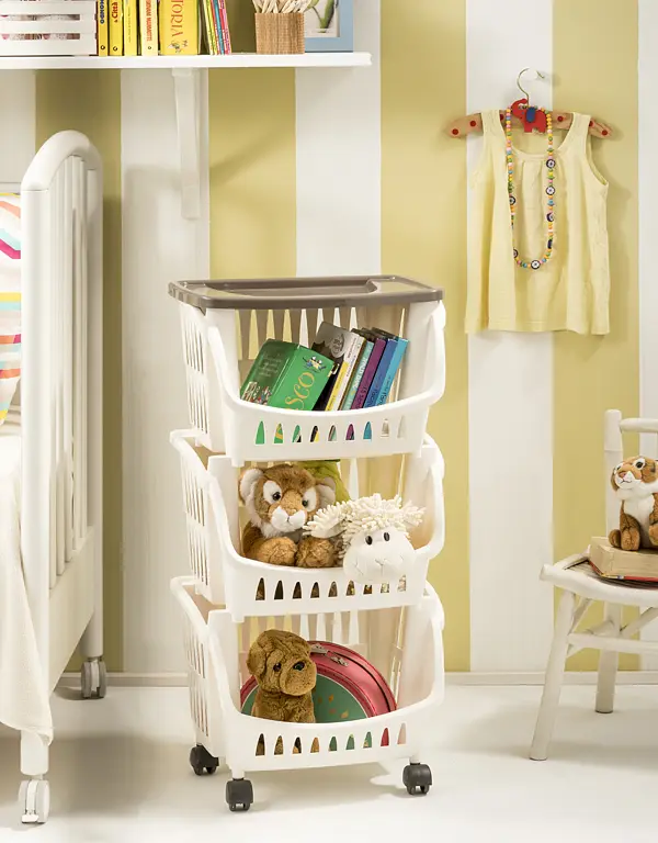 Этажерка на колесиках TIDY 39,5x30x77h с 3 полками, серо-бежевый - фото 2
